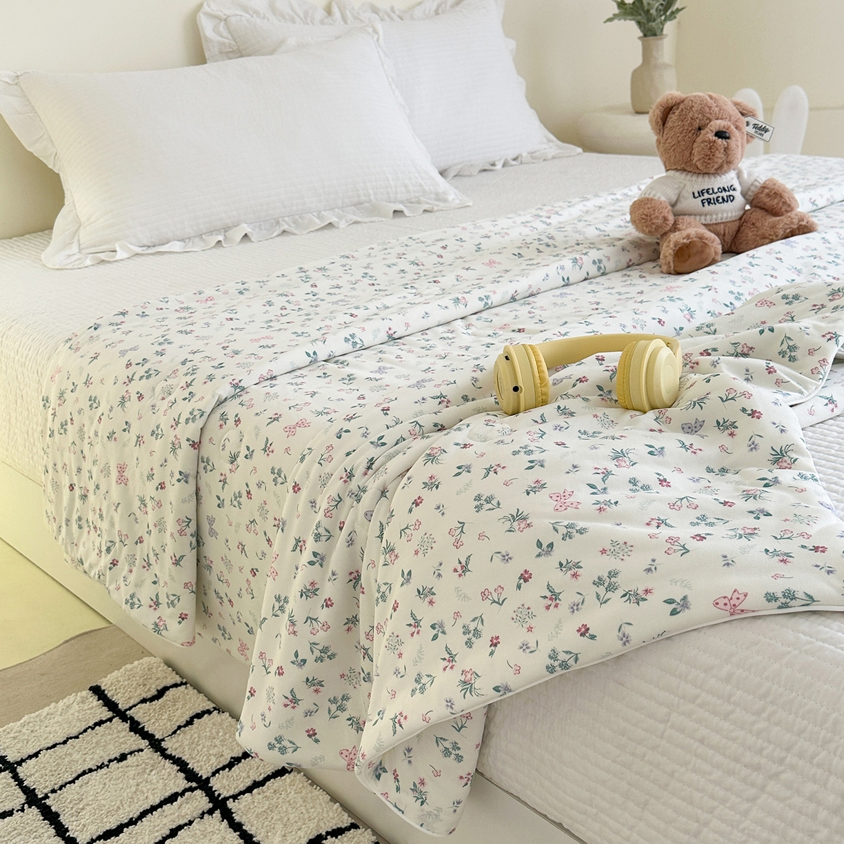 91家纺网 家纺一手货源 找家纺 尚品本色 2026年新款小清新针织棉夏被空调被 春风里