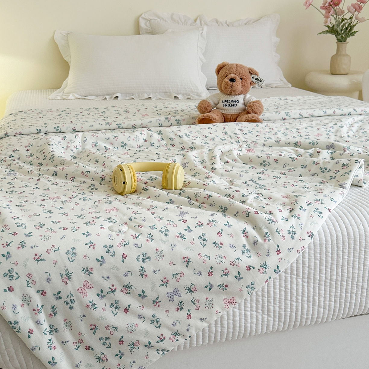 91家纺网 家纺一手货源 找家纺 尚品本色 2026年新款小清新针织棉夏被空调被 春风里