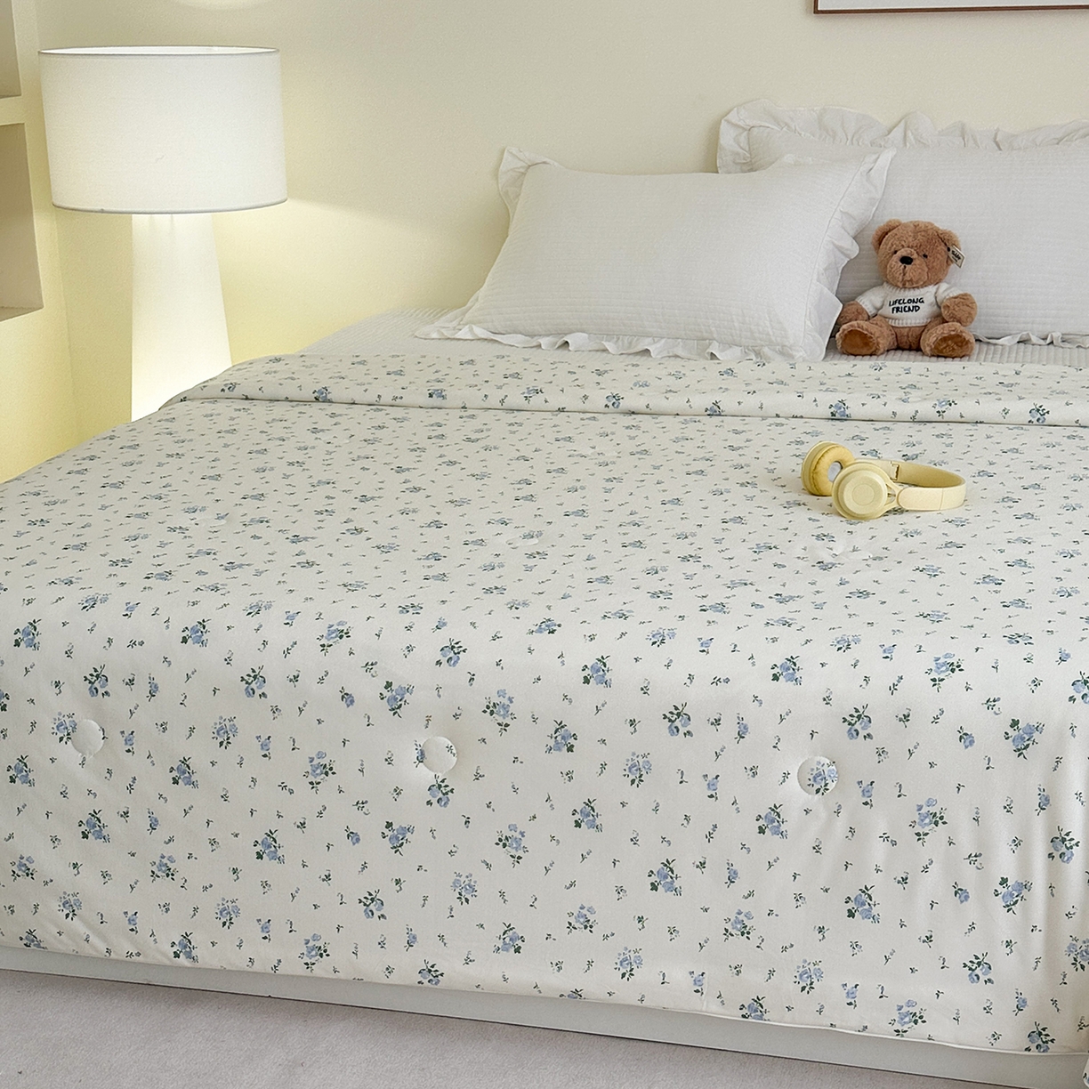 91家纺网 家纺一手货源 找家纺 尚品本色 2026年新款小清新针织棉夏被空调被 兰馨