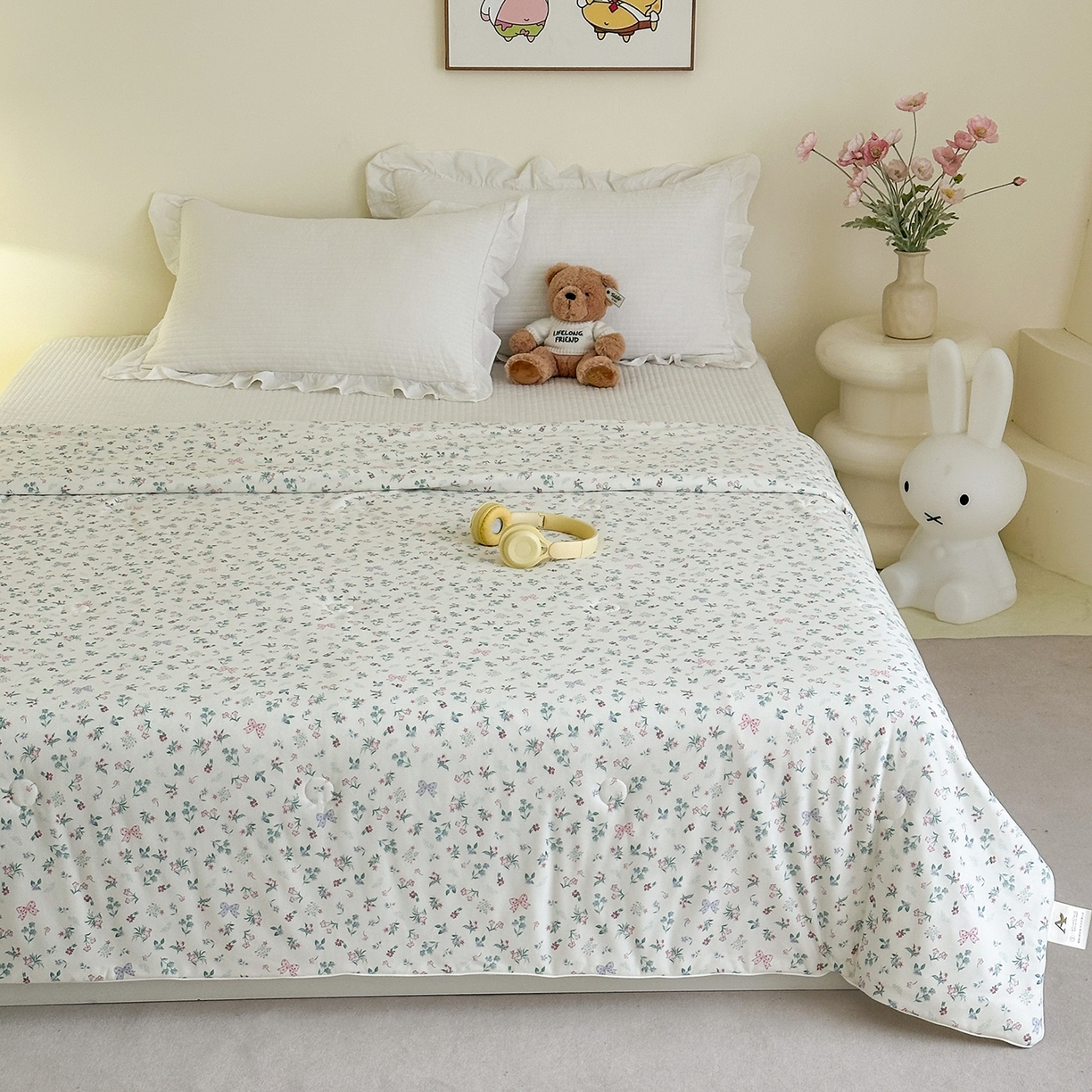 91家纺网 家纺一手货源 找家纺 尚品本色 2026年新款小清新针织棉夏被空调被 春风里