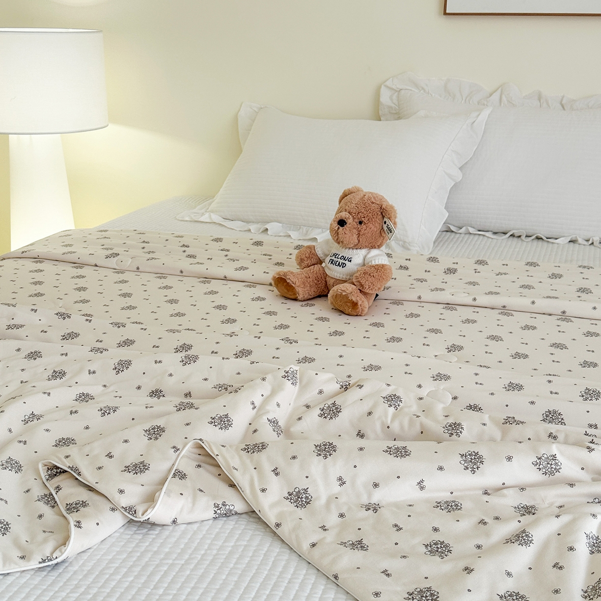 91家纺网 家纺一手货源 找家纺 尚品本色 2026年新款小清新针织棉夏被空调被 陌上花开