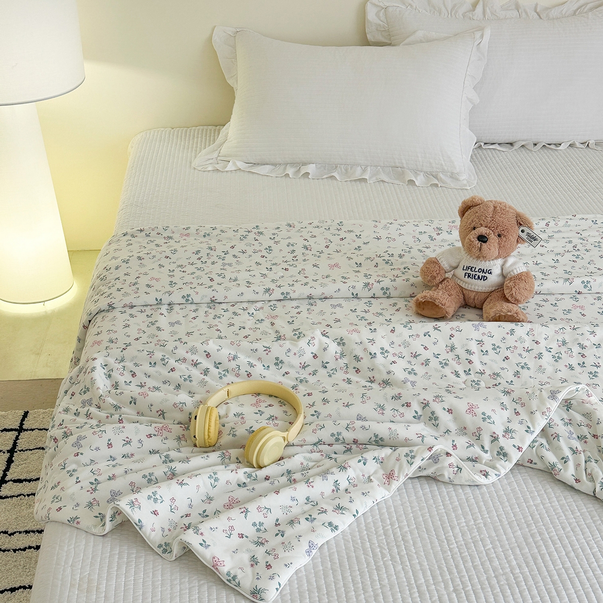 91家纺网 家纺一手货源 找家纺 尚品本色 2026年新款小清新针织棉夏被空调被 春风里