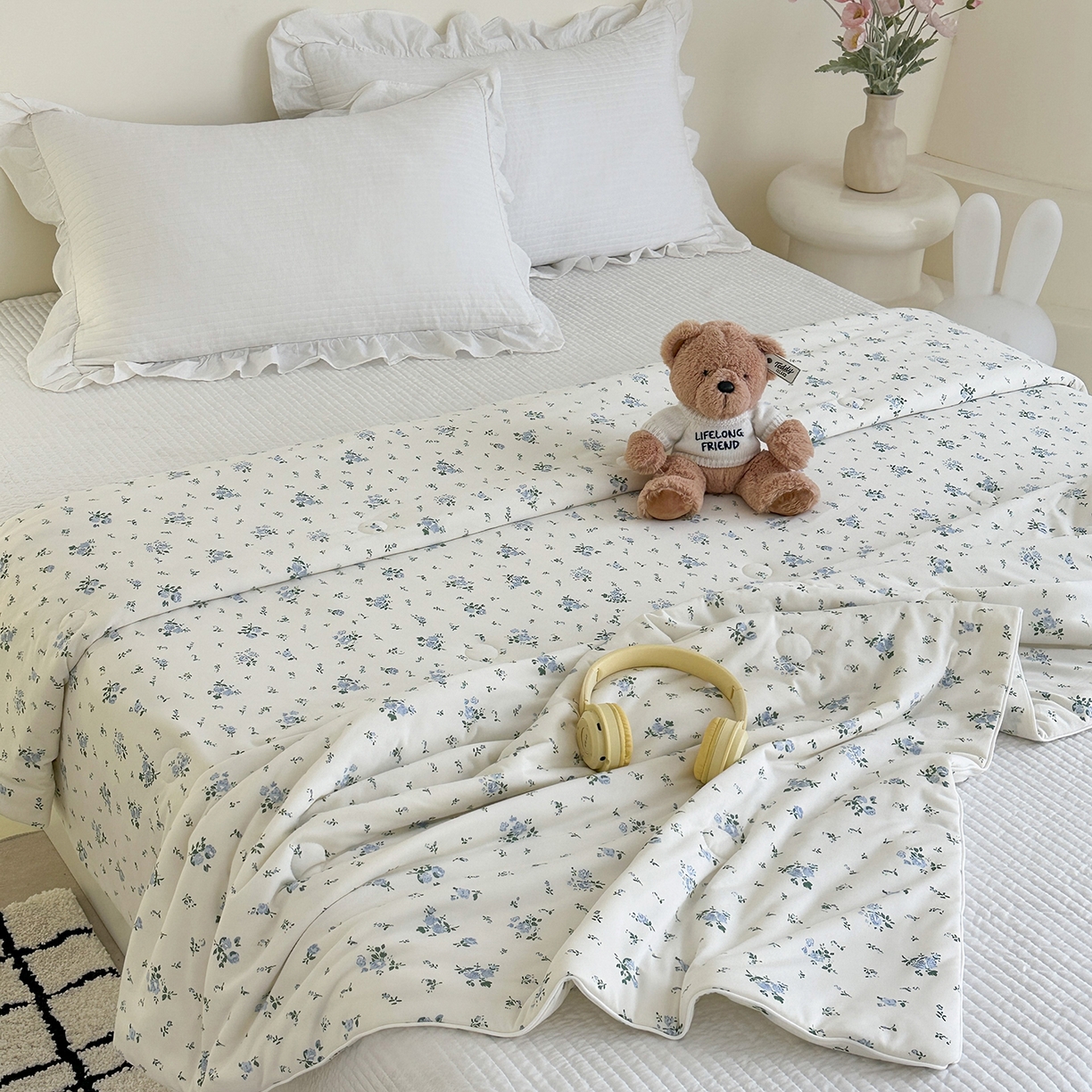 91家纺网 家纺一手货源 找家纺 尚品本色 2026年新款小清新针织棉夏被空调被 兰馨