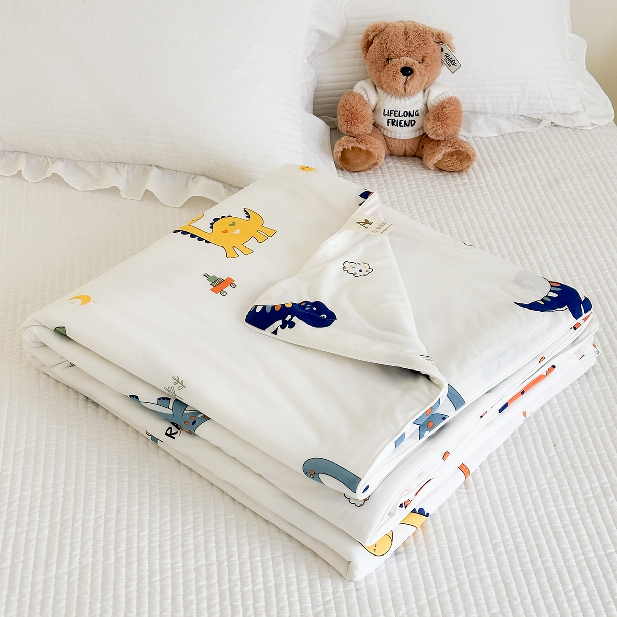 91家纺网 家纺一手货源 找家纺 尚品本色 2026年新款小清新针织棉夏被空调被 小恐龙