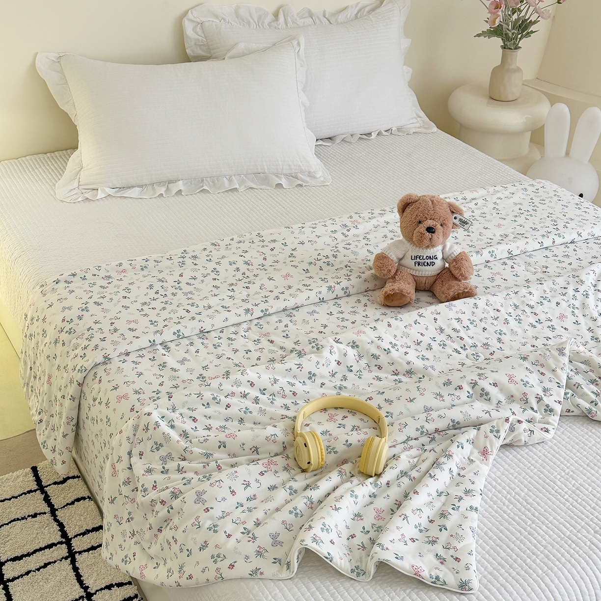 91家纺网 家纺一手货源 找家纺 尚品本色 2026年新款小清新针织棉夏被空调被 春风里