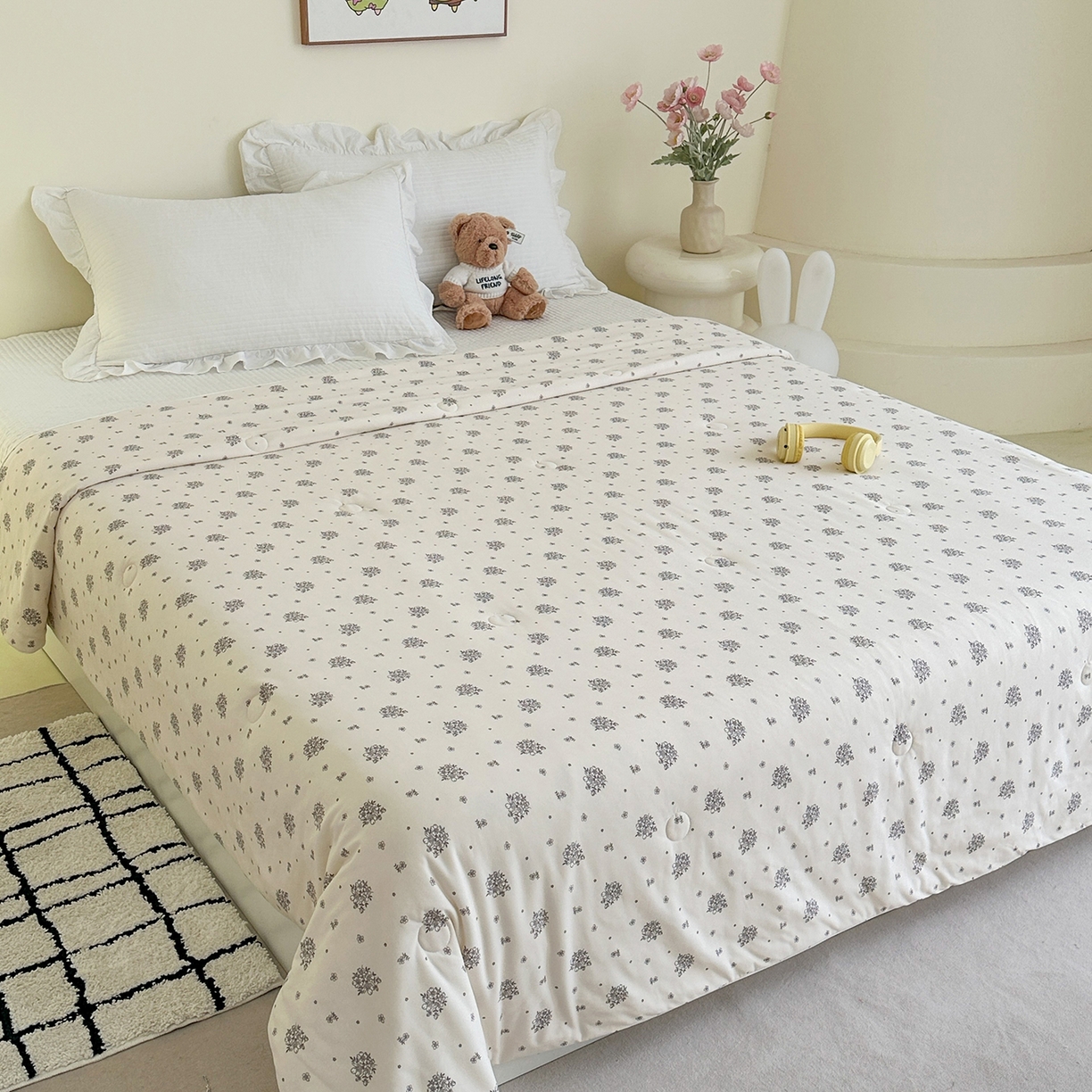 91家纺网 家纺一手货源 找家纺 尚品本色 2026年新款小清新针织棉夏被空调被 陌上花开