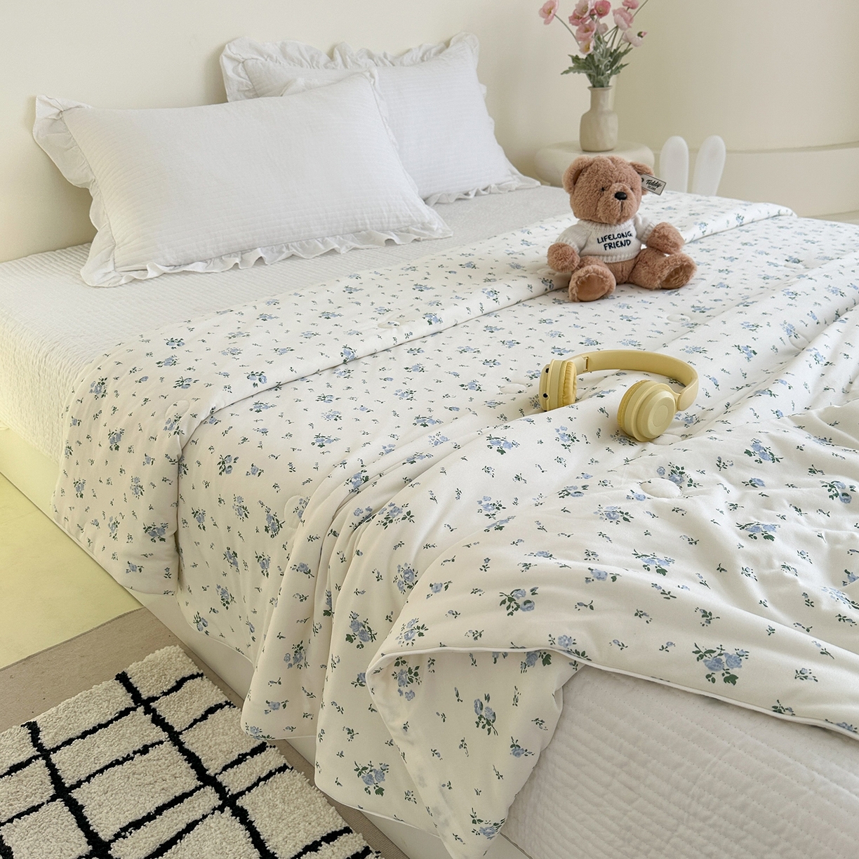 91家纺网 家纺一手货源 找家纺 尚品本色 2026年新款小清新针织棉夏被空调被 兰馨