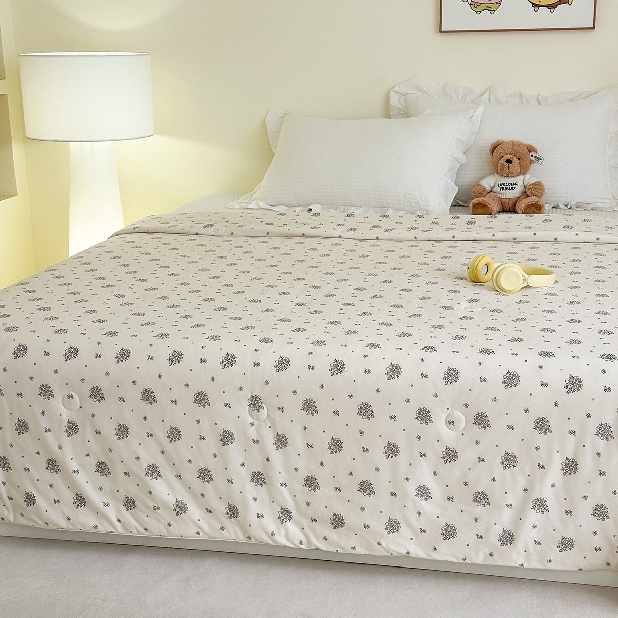 91家纺网 家纺一手货源 找家纺 尚品本色 2026年新款小清新针织棉夏被空调被 陌上花开