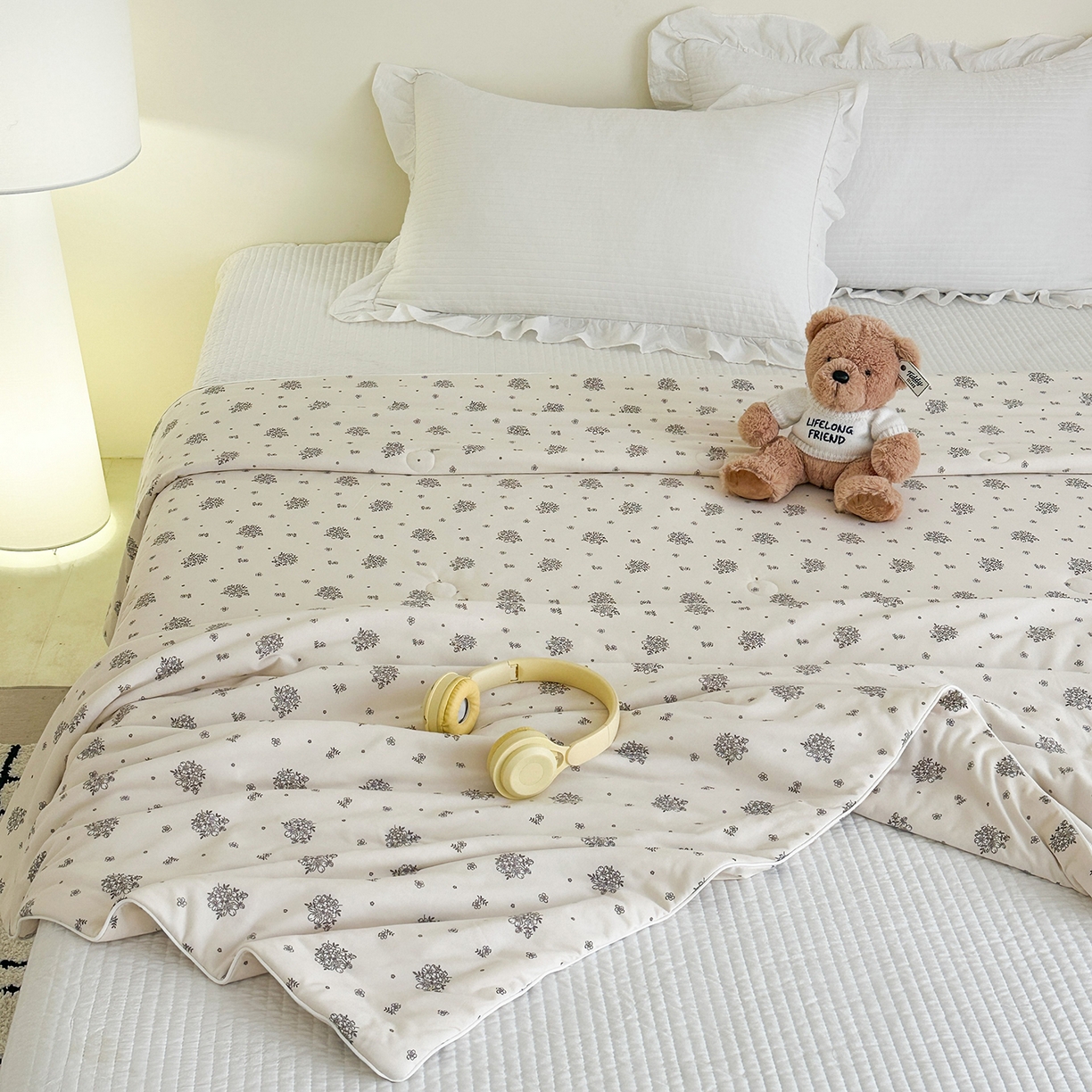 91家纺网 家纺一手货源 找家纺 尚品本色 2026年新款小清新针织棉夏被空调被 陌上花开