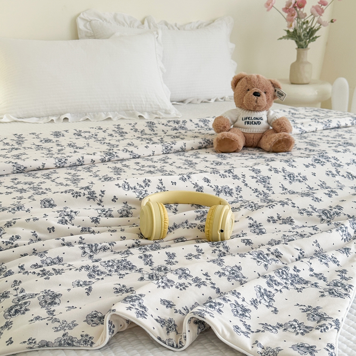 91家纺网 家纺一手货源 找家纺 尚品本色 2026年新款小清新针织棉夏被空调被 水墨嫣然