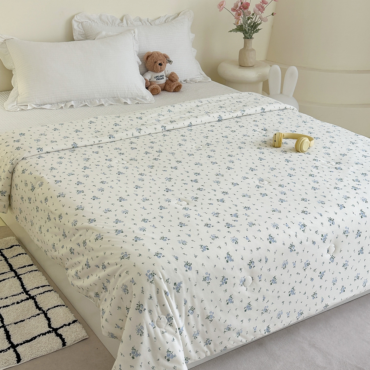 91家纺网 家纺一手货源 找家纺 尚品本色 2026年新款小清新针织棉夏被空调被 兰馨