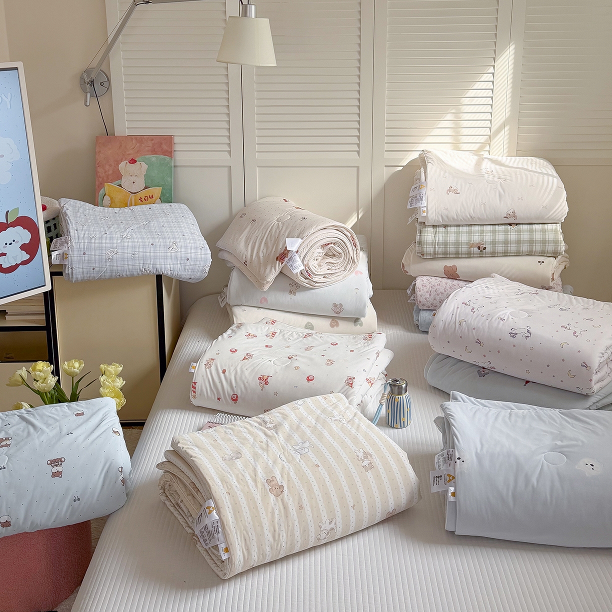 91家纺网 家纺一手货源 找家纺 金梦拉家纺 2026春夏新款锦氨凉感丝印花系列夏被空调被夏凉被 组合图仅供参考不可下单