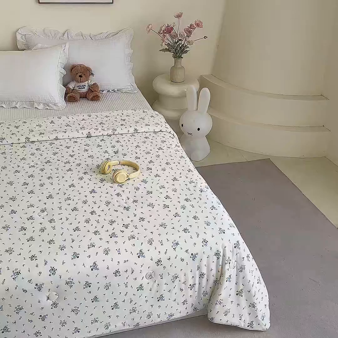 91家纺网 家纺一手货源 找家纺 尚品本色 2026年新款小清新针织棉夏被空调被 兰馨