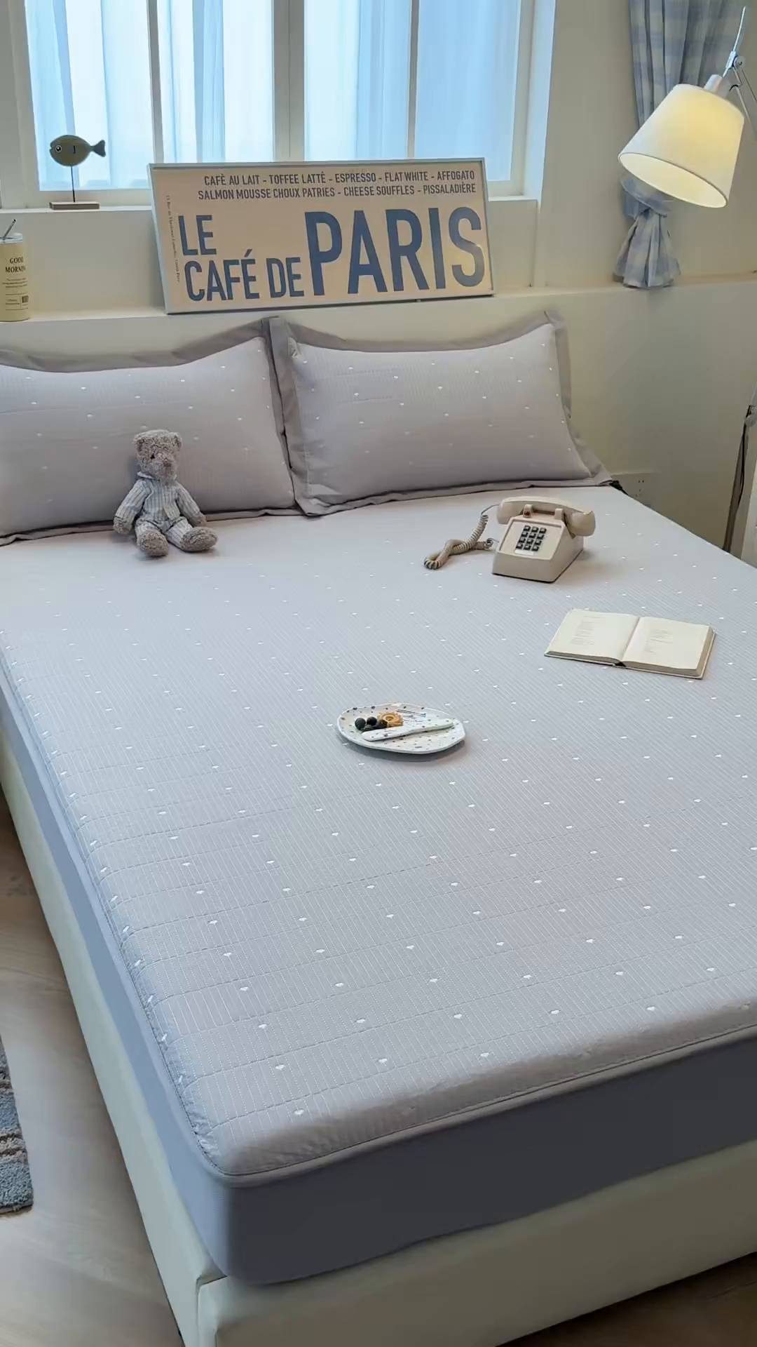 91家纺网 家纺一手货源 找家纺 懒猫家纺 2026新款满天星绗绣莫兰迪色系床席床笠款凉席 椰子灰-床笠款