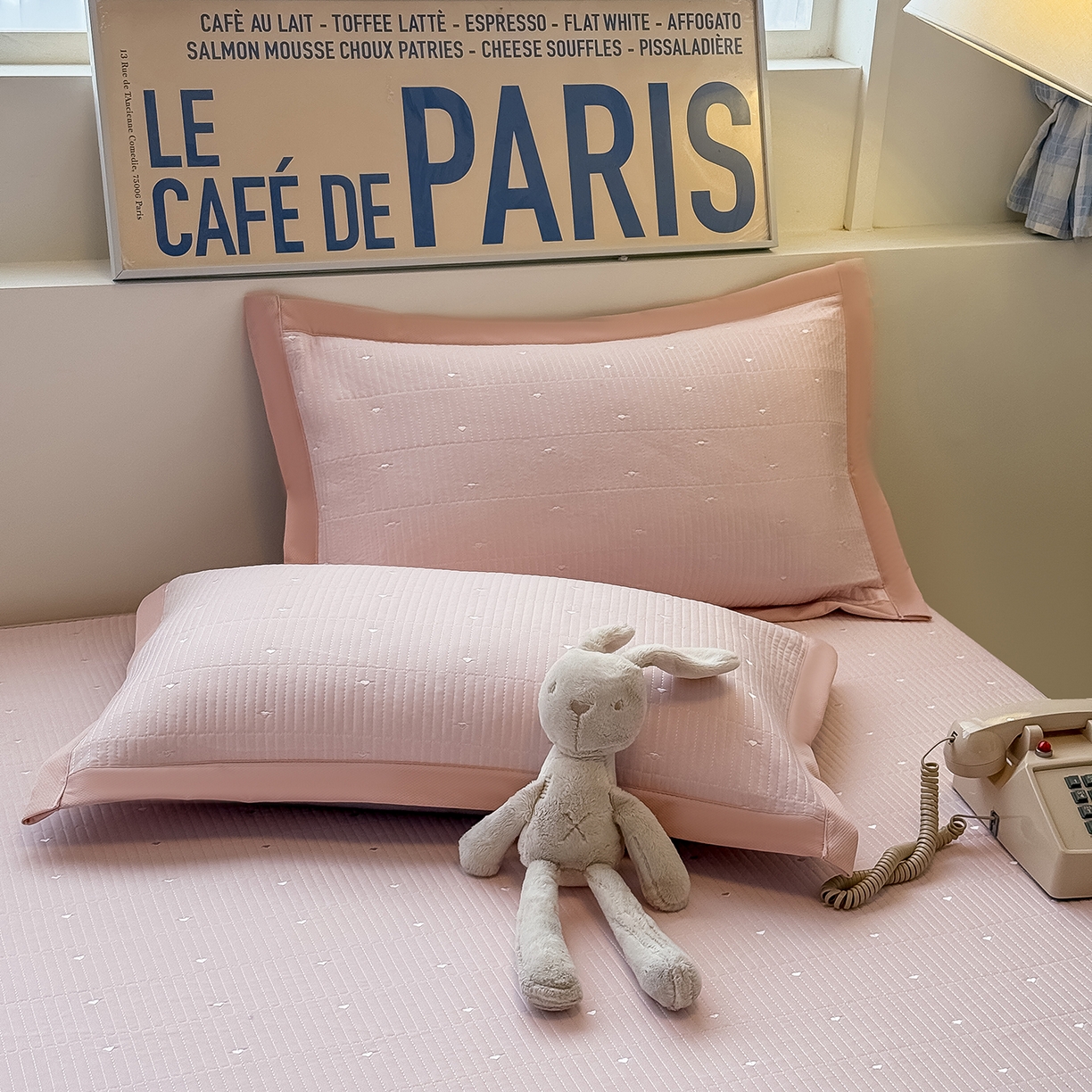 91家纺网 家纺一手货源 找家纺 （总）懒猫家纺 2026新款满天星绗绣莫兰迪色系床席床笠款凉席