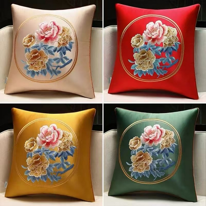 91家纺网 家纺一手货源 找家纺 （总）多米家居 2026新款高精密绣花定制红木坐垫、抱枕、桌旗，海绵，乳胶（定制尺寸联系商家）