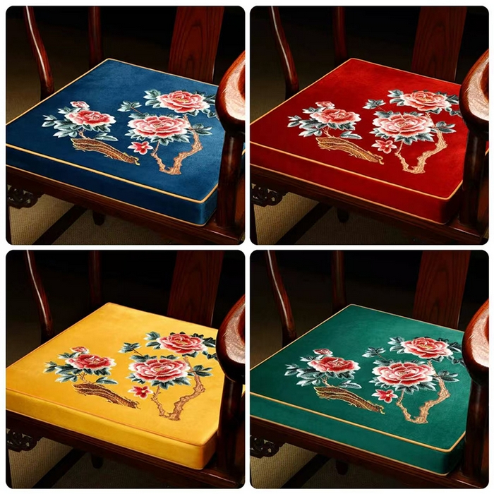 （总）多米家居 2026新款绒布绣花定制红木坐垫、抱枕、桌旗，海绵，乳胶（定制尺寸联系商家）