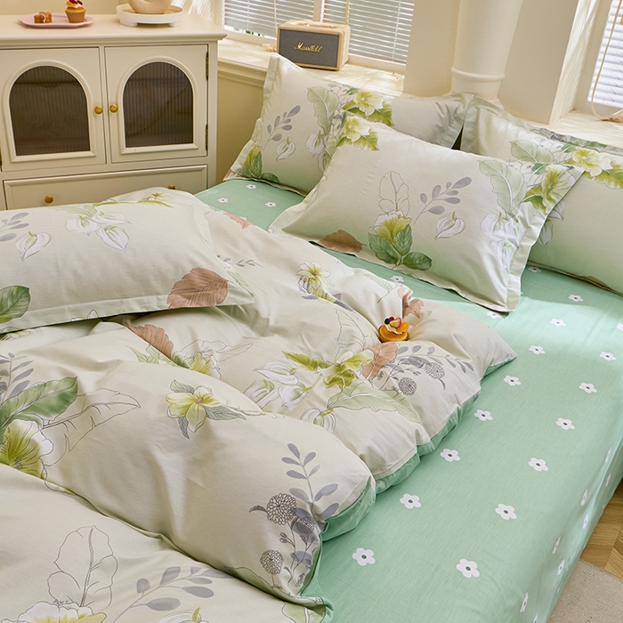 91家纺网 家纺一手货源 找家纺 牧笛缘家纺 2025新款全棉12868四件套 优雅
