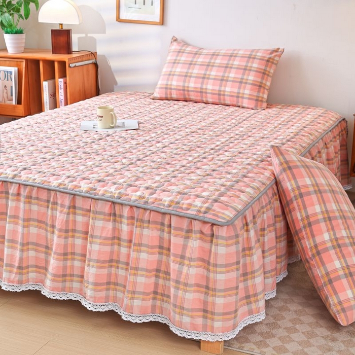 91家纺网 家纺一手货源 找家纺 （总）欧妮家纺 2026新款全棉色织水洗棉夹棉床裙