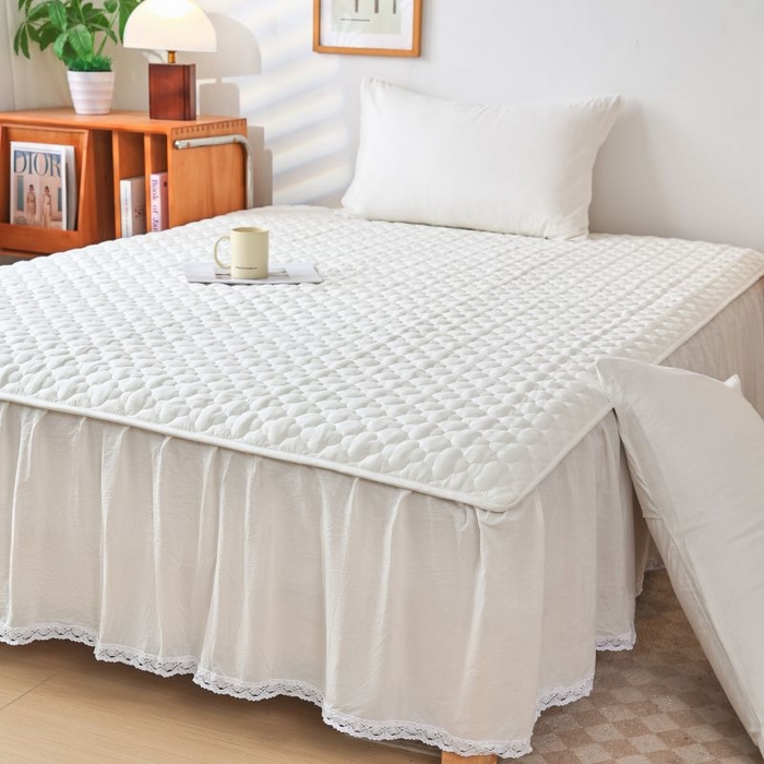 91家纺网 家纺一手货源 找家纺 （总）欧妮家纺 2026新款全棉色织水洗棉夹棉床裙