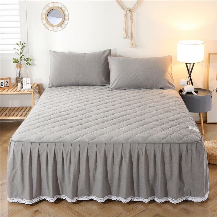 91家纺网 家纺一手货源 找家纺 （总）欧妮家纺 2026新款全棉色织水洗棉夹棉床裙