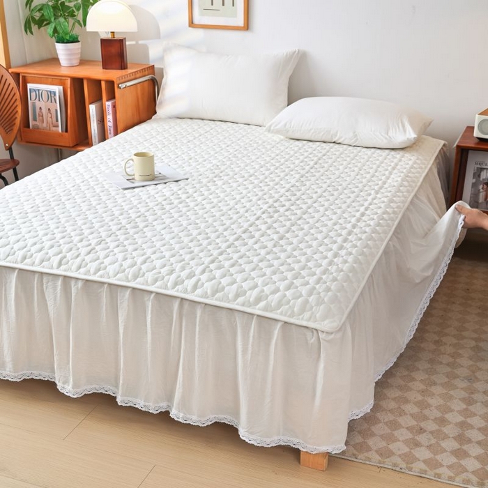 91家纺网 家纺一手货源 找家纺 欧妮家纺 2026新款全棉色织水洗棉夹棉床裙 全棉色织水洗棉-白雪公主