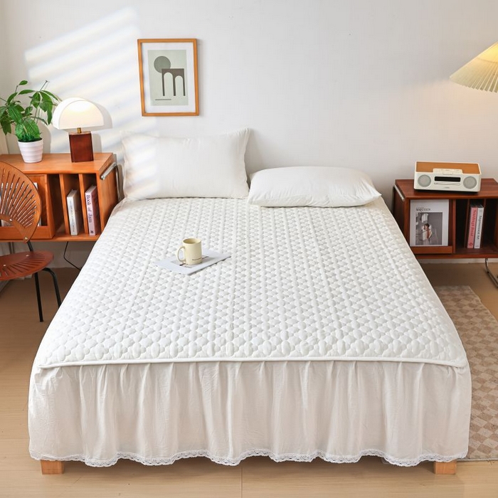 91家纺网 家纺一手货源 找家纺 欧妮家纺 2026新款全棉色织水洗棉夹棉床裙 全棉色织水洗棉-白雪公主