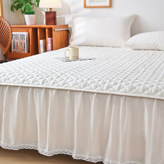 91家纺网 家纺一手货源 找家纺 欧妮家纺 2026新款全棉色织水洗棉夹棉床裙 全棉色织水洗棉-白雪公主