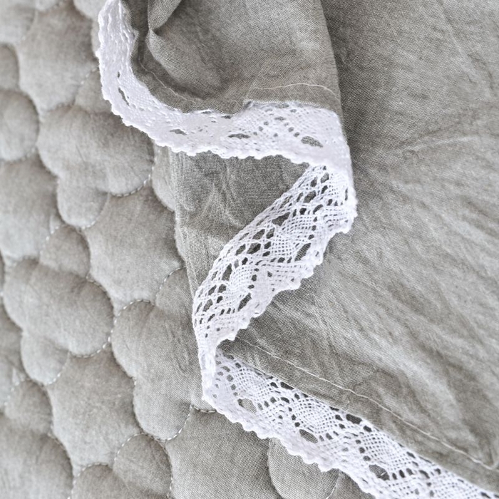 91家纺网 家纺一手货源 找家纺 欧妮家纺 2026新款全棉色织水洗棉夹棉床裙 全棉色织水洗棉-烟灰