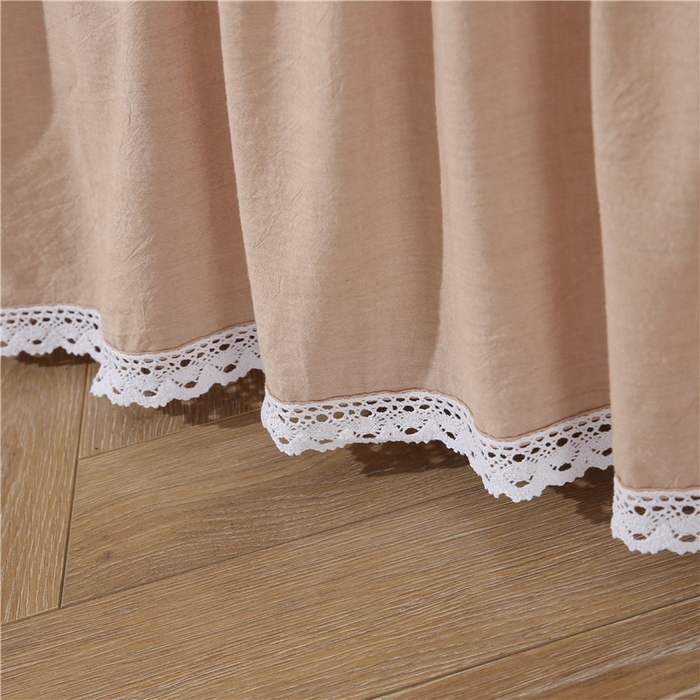 91家纺网 家纺一手货源 找家纺 欧妮家纺 2026新款全棉色织水洗棉夹棉床裙 日式水洗棉夹棉床裙J-浅咖