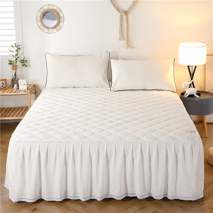 91家纺网 家纺一手货源 找家纺 （总）欧妮家纺 2026新款全棉色织水洗棉夹棉床裙