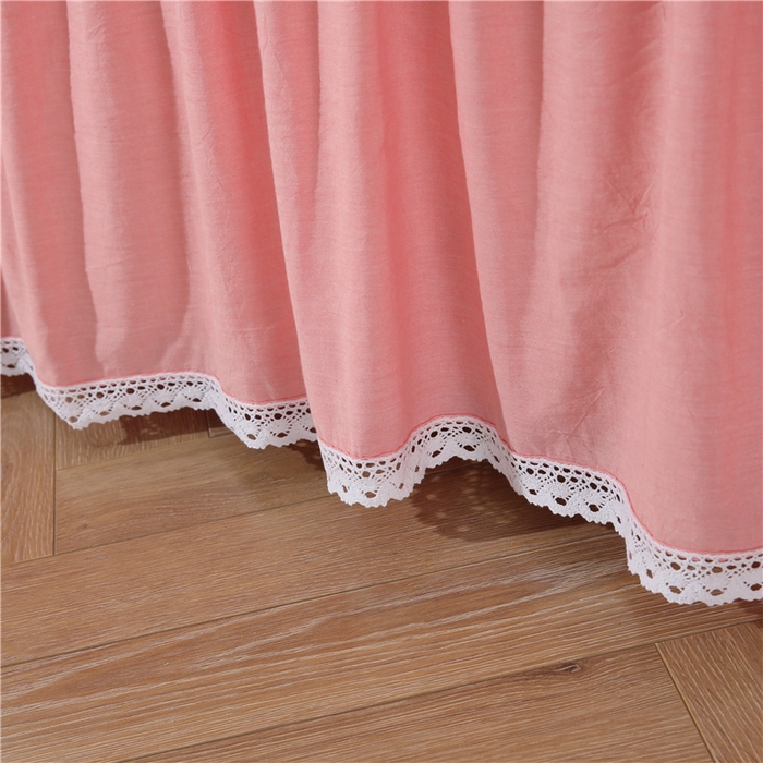 91家纺网 家纺一手货源 找家纺 欧妮家纺 2026新款全棉色织水洗棉夹棉床裙 日式水洗棉夹棉床裙J-西瓜红