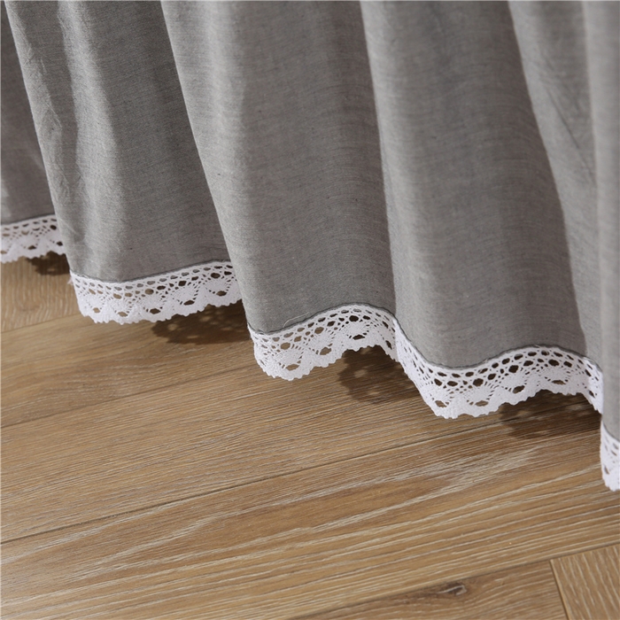 91家纺网 家纺一手货源 找家纺 欧妮家纺 2026新款全棉色织水洗棉夹棉床裙 日式水洗棉夹棉床裙J-深烟灰