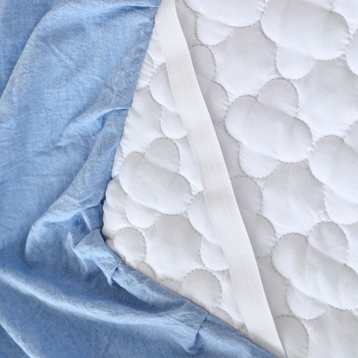 91家纺网 家纺一手货源 找家纺 欧妮家纺 2026新款全棉色织水洗棉夹棉床裙 全棉色织水洗棉-水兰