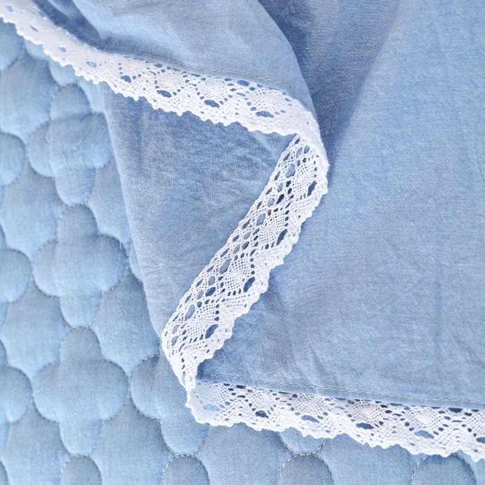 91家纺网 家纺一手货源 找家纺 欧妮家纺 2026新款全棉色织水洗棉夹棉床裙 全棉色织水洗棉-水兰