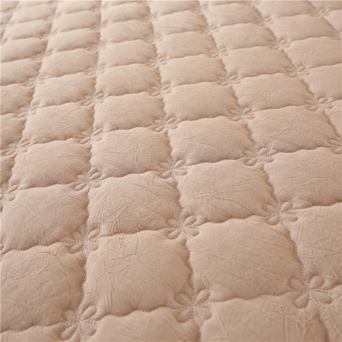 91家纺网 家纺一手货源 找家纺 欧妮家纺 2026新款全棉色织水洗棉夹棉床裙 日式水洗棉夹棉床裙J-浅咖