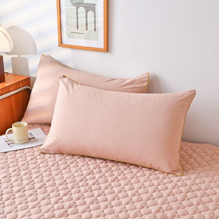 91家纺网 家纺一手货源 找家纺 欧妮家纺 2026新款全棉色织水洗棉夹棉床裙 全棉色织水洗棉-卡其