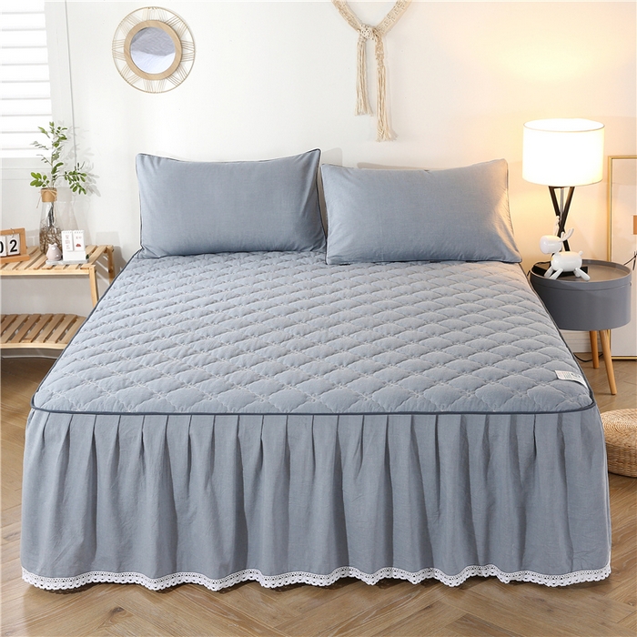 91家纺网 家纺一手货源 找家纺 （总）欧妮家纺 2026新款全棉色织水洗棉夹棉床裙