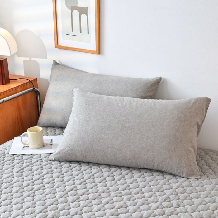 91家纺网 家纺一手货源 找家纺 欧妮家纺 2026新款全棉色织水洗棉夹棉床裙 全棉色织水洗棉-烟灰