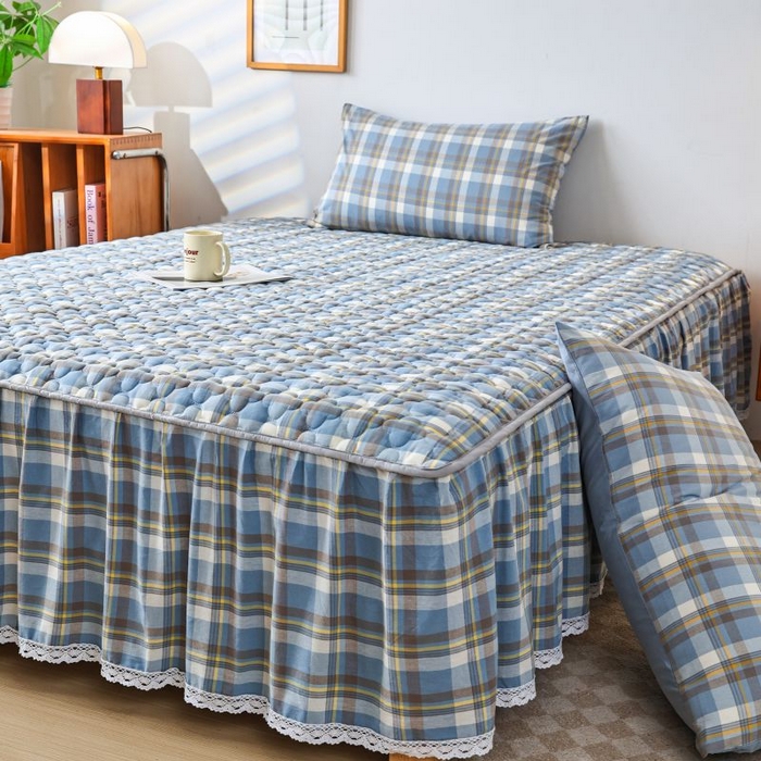 91家纺网 家纺一手货源 找家纺 （总）欧妮家纺 2026新款全棉色织水洗棉夹棉床裙