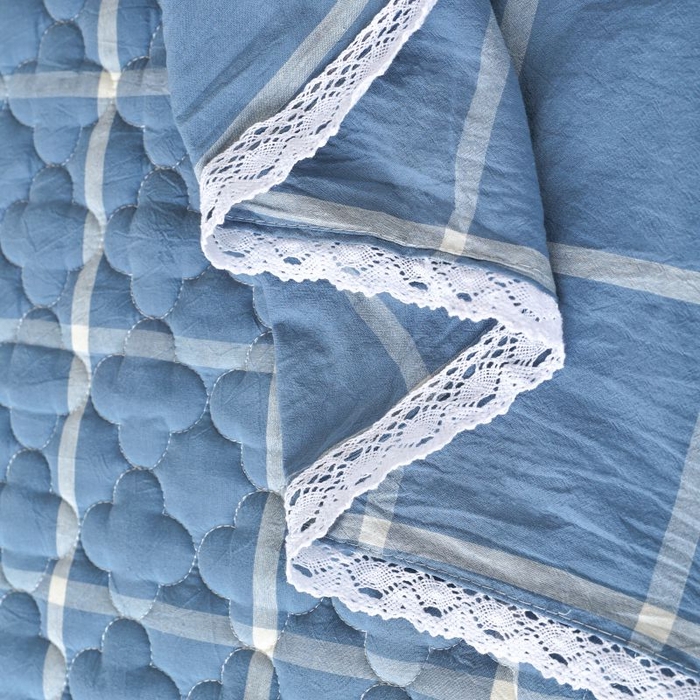 91家纺网 家纺一手货源 找家纺 欧妮家纺 2026新款全棉色织水洗棉夹棉床裙 全棉色织水洗棉-海蓝格