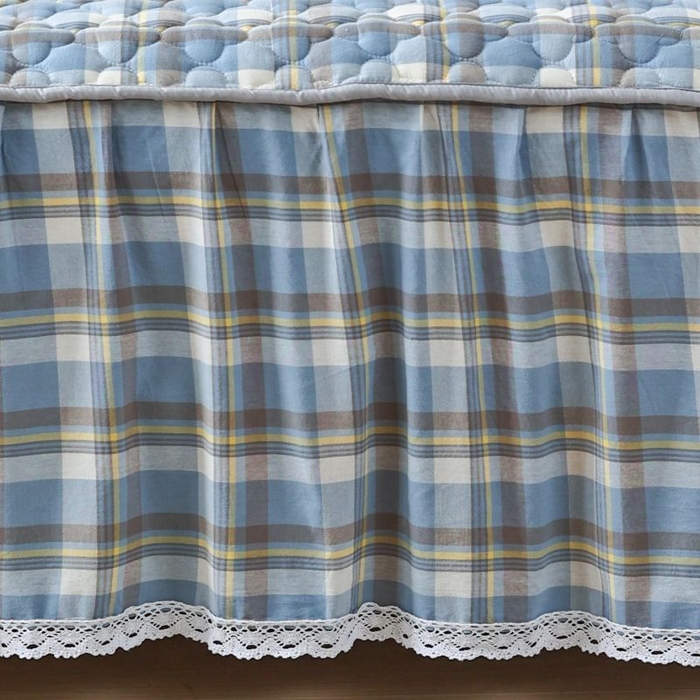 91家纺网 家纺一手货源 找家纺 欧妮家纺 2026新款全棉色织水洗棉夹棉床裙 全棉色织水洗棉-简兮兰格