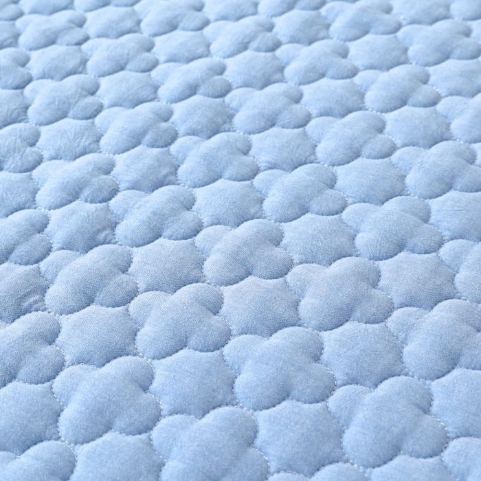 91家纺网 家纺一手货源 找家纺 欧妮家纺 2026新款全棉色织水洗棉夹棉床裙 全棉色织水洗棉-水兰