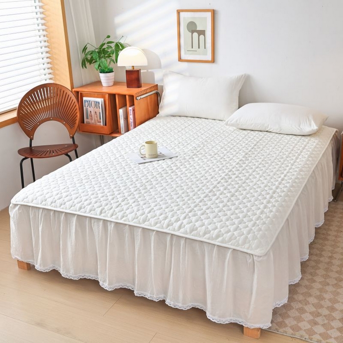 91家纺网 家纺一手货源 找家纺 欧妮家纺 2026新款全棉色织水洗棉夹棉床裙 全棉色织水洗棉-白雪公主