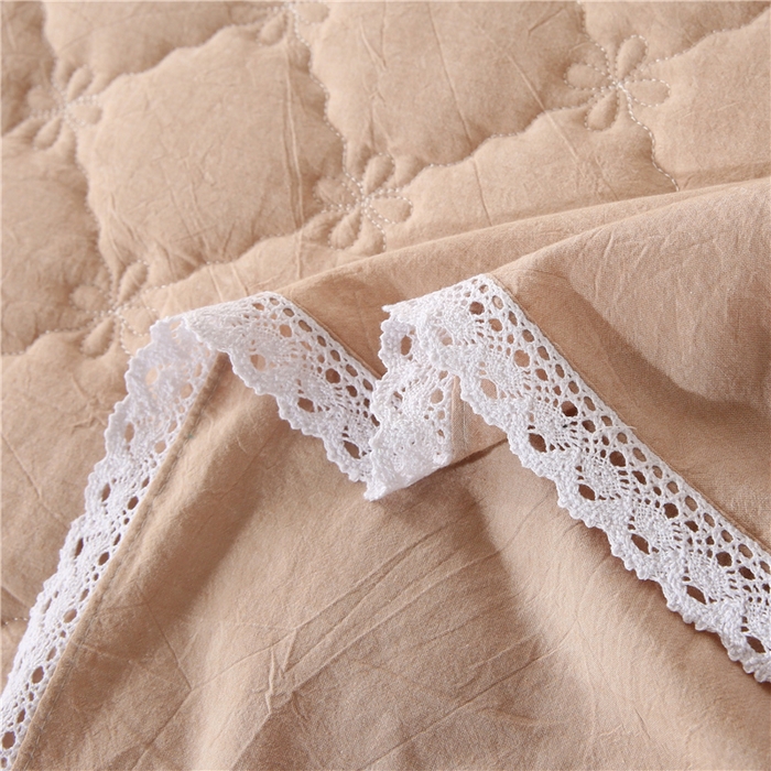 91家纺网 家纺一手货源 找家纺 欧妮家纺 2026新款全棉色织水洗棉夹棉床裙 日式水洗棉夹棉床裙J-浅咖