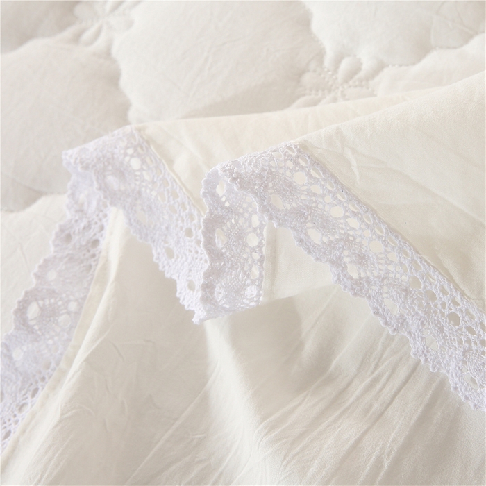 91家纺网 家纺一手货源 找家纺 欧妮家纺 2026新款全棉色织水洗棉夹棉床裙 日式水洗棉夹棉床裙J-白色