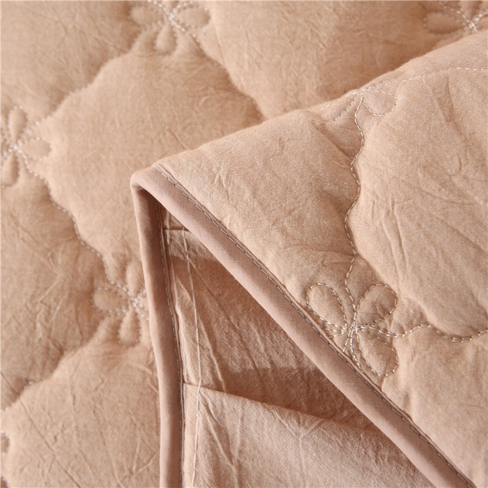 91家纺网 家纺一手货源 找家纺 欧妮家纺 2026新款全棉色织水洗棉夹棉床裙 日式水洗棉夹棉床裙J-浅咖