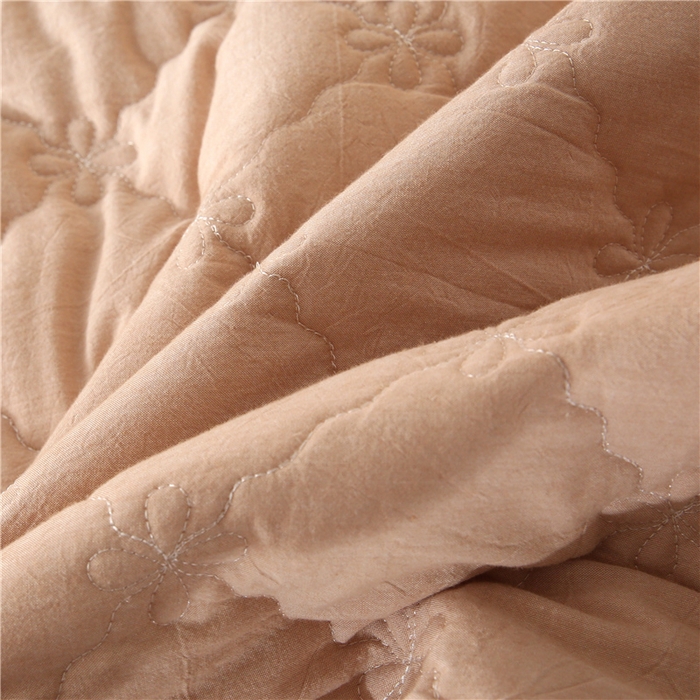 91家纺网 家纺一手货源 找家纺 欧妮家纺 2026新款全棉色织水洗棉夹棉床裙 日式水洗棉夹棉床裙J-浅咖