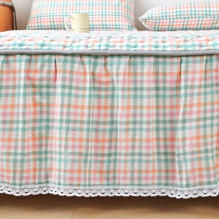 91家纺网 家纺一手货源 找家纺 （总）欧妮家纺 2026新款全棉色织水洗棉夹棉床裙