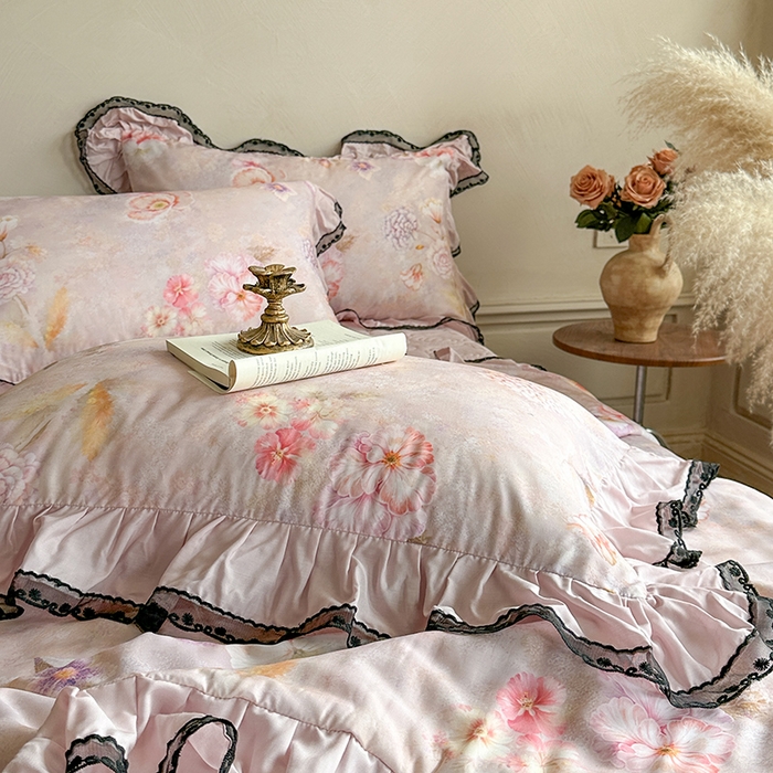 91家纺网 家纺一手货源 找家纺 （总）网红馆（ck家纺） 2026春夏新款复古印花巴黎纱床盖夏凉被空调被夏被四件套